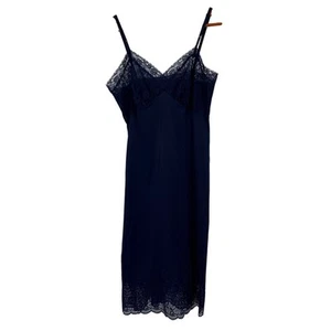 Vintage Van Raalte Suavette Silky Lace Blue Full Slip Women's Size 34 - Picture 1 of 8