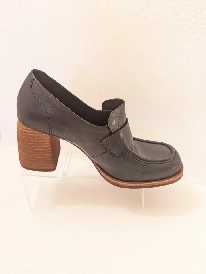 New $175 KORK EASE ASTON BLACK LEATHER BLOCK HEEL LOAFER SIZE 7M - Image 1 of 4