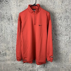 Vintage Nike Tiger Woods 1/4 Zip Pullover Large Red Ying Yang Logo 90s Men’s - Picture 1 of 11