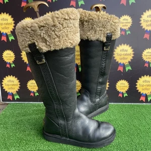 Original UGG Australia S/N 5191 Locarno Tall Black Leather Boots Size UK 5,5 - Bild 1 von 20