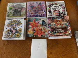 Set Of 6 Diamond Art Greeting Cards Completed - Picture 1 of 5