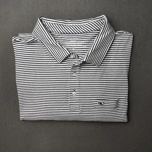 Vineyard Vines Edgartown Polo Shirt Mens XL Blue White Striped Whale Logo Pocket - Picture 1 of 10
