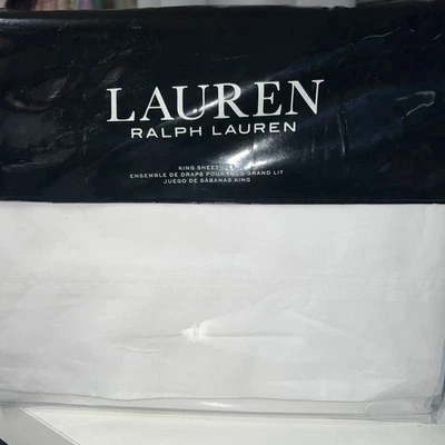 Lauren Ralph Lauren Sloane Antimicrobiano 4 piezas Juego de sábanas, King, blanco Foto 1 de 4