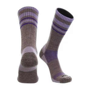 TCK Striped Merino Wool Hiking Socks For Men & Women - Plum/Lavender - Medium - Picture 1 of 4
