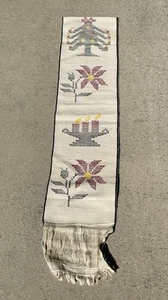 Vintage Guatemalan Table Runner Handmade Textile Flowers Fall Colors 72” - Picture 1 of 5