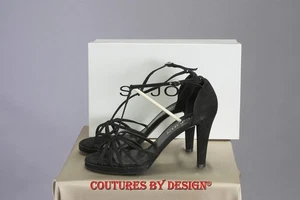 Zapato St John Knits Negro Gamuza Punta abierta 4 pulgadas Tacón Talla 9.5 Nuevo en caja Precio de venta sugerido por el fabricante $395 - Imagen 1 de 4