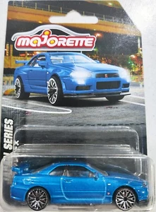 MAJORETTE Official Nissan Skyline GT-R R34 Japan Series Blue Opening Hood - Picture 1 of 4