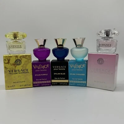 5 Minis Perfumes Versace Nuevos En Cajas Leer Descripción Foto 1 de 4