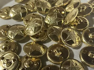 Gold Militär Stern Design gestempelt/geprägt Metallknopf 15 mm 20 mm 23 mm 25 mm Schaft - Bild 1 von 1
