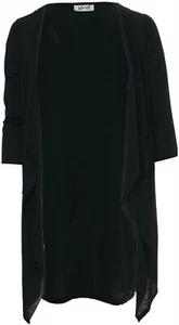 Giacca chiffon georgette nera testurizzata aperta davanti cardi donna taglie forti - Foto 1 di 3