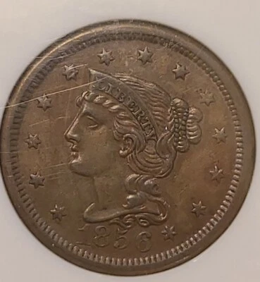 NGC AU-58 BN 1856 Braided Hair Large Cent C99 - Image 1 of 4