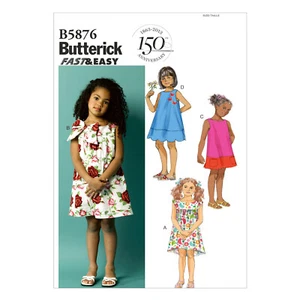BUTTERICK Sewing Pattern 5876 Girls Toddlers Dress, Pinafore 1-2-3-4 - Picture 1 of 7