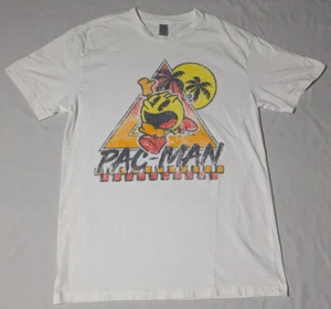 PAC-MAN SUNSET Men Medium White Cotton Brisco Brands Graphic Retro T-Shirt - Picture 1 of 14