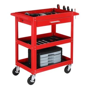 3 Ebenen Rollen Werkzeugwagen mit Rollen & Schublade Utility Aufbewahrung Organizer Rot 330 Pfund - Bild 1 von 7