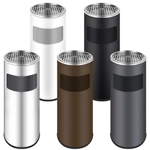 Edelstahl Standaschenbecher & Eimer 24,5x60cm Standascher Aschenbecher Mülleimer - Bild 1 von 25