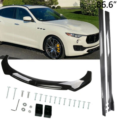 For Maserati Levante 2017-22 Car Front Bumper Lip Spoiler Splitter + Side Skirt Foto 1 de 4