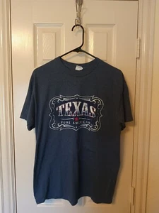 "Texas Pure American" T-Shirt Proud Texan Theme, Blue, Size Medium, Gildan - Picture 1 of 2
