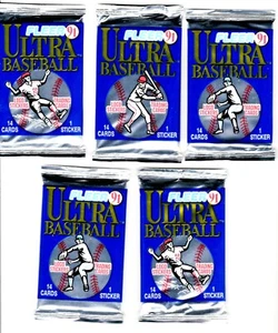 Fleer Ultra 1991 Baseball Cards - Five Factory Sealed Packs - Picture 1 of 1