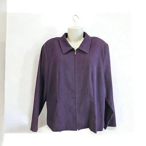Briggs New York Women's Purple Faux Suede Full Zip Long Sleeve Jacket SZ18W - Picture 1 of 10