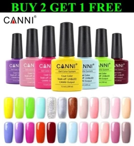 CANNI Nail Gel Polish CANNI Soak Off UV LED Colour Glitter Base Top coat Varnish - Picture 1 of 221
