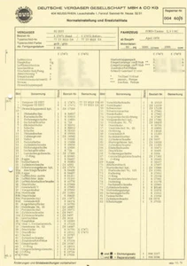 Datos de ajuste hoja de datos lista de piezas de repuesto carburador Ford Taunus 2.0 Solex 32 EEIT - Imagen 1 de 2