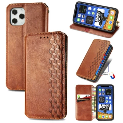 Funda de cuero con bolsillo para tarjetas tipo billetera abatible para iPhone 16 Pro Max 16E 15 14 13 12 11 XS Foto 1 de 4