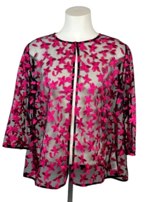 Chaqueta superpuesta floral rosa y negra transparente Alex Evenings para mujer S Petite Foto 1 de 4