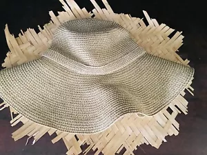 D & Y David and Young Womens Sun Hat OSFA Tan Straw Woven Wide Foldable Floppy - Picture 1 of 5
