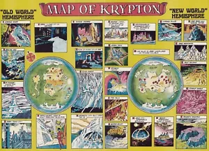 Map of Krypton - Superman Old and New World Hemisphere - 11x15 Art Print Decor - Picture 1 of 4