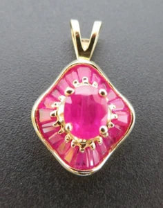 14K YG NATURAL RUBY CLUSTER PENDANT 2.25 grams (A16009-5) - Picture 1 of 8