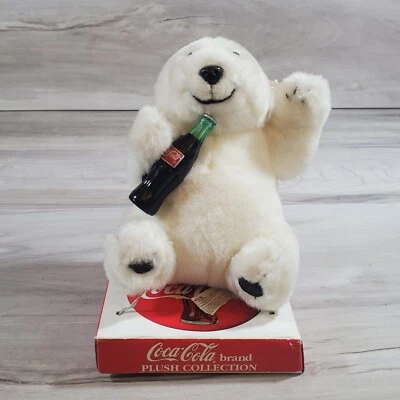 VINTAGE 1997 Coca-Cola COKE POLAR BEAR 6" Plush Stuffed Animal TOY NEW - Image 1 of 4