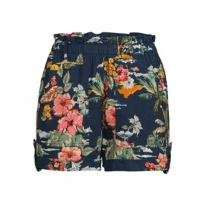 Time and Tru Women’s Linen Shorts Navy Blue Tropical X-Large (16-18) - Picture 1 of 5