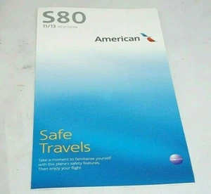 American Airlines S80 Sicherheitskarte McDonnell Douglas MD80 Super 80 - Bild 1 von 3