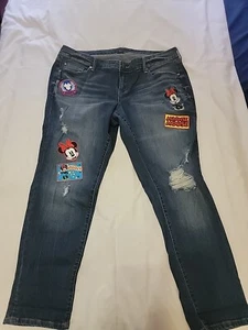 Disney Minnie Mouse Patch Medium Wash Straight Leg Jeans Womans Size 18S - Picture 1 of 15