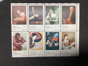 US Sc #1537a MNH 1974 mingle souls & postal union Paintings 10c 10¢ block of 8 - Foto 1 di 1