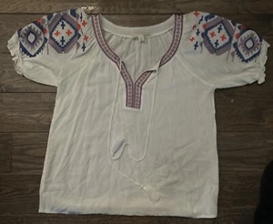 Luna Moon White Embroidered Top Sz.M - Picture 1 of 7