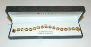 Beautiful New MACY'S Diamond Accent Fine Silverplate Bracelet MSRP $100 NIB - Picture 1 of 6