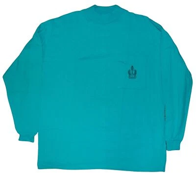 Camiseta de Colección Bugle Boy Para Hombre Manga Larga Bolsillo Verde Azulado Grande HECHA EN EE. UU. Años 90 Foto 1 de 4