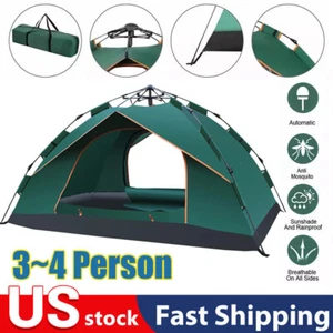 3-4 Person Pop Up Tents Waterproof Windproof Instant Tent for Camping Hiking US - Picture 1 of 13