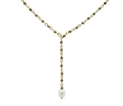 heliaden Vergoldete 925 Silber Kette mit Hämatit und Süsswasserperle - Bild 1 von 4