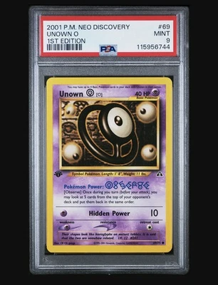2001 P.M Neo Discovery Unown O 1st Edition #69 PSA 9 - Image 1 of 3