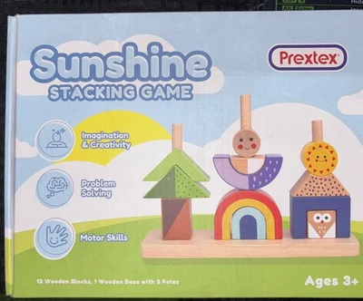 Juguetes de clasificación y apilamiento de madera Pretex para niños pequeños, juego de rompecabezas de 16 piezas Foto 1 de 2