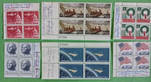 US Stamps Scott # 1193, C64, 1213, 1208, 1205, Plate Block with Autographs MNG - Picture 1 of 10