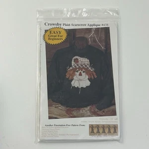 Halloween Scarecrow Applique 12" Uncut Pattern 438 Crowsby Plaid Fall Shirt - Picture 1 of 2