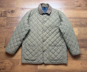 VTG 90's Nautica Quilted Chore Jacket Mens Large Corduroy Collar Snap Leather - Picture 1 of 11