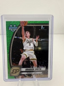 2024-25 Bowman University Chrome Braden Smith #12 Green Shimmer 1st Refractor - Picture 1 of 3