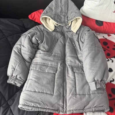 French Toast Gray Sherpa Lined Winter Coat Removable Hood sz 14 - Image 1 of 4