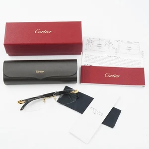 Cartier CT0046O Rimless Eyeglasses in Gold With White Buffalo Horn Temples - Picture 1 of 18
