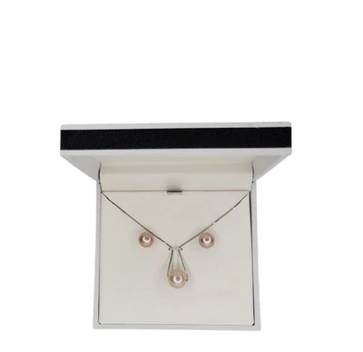 2 piezas Juego de pendientes y colgantes de perlas cultivadas de agua dulce teñidas precio de venta sugerido por el fabricante $100 Foto 1 de 2