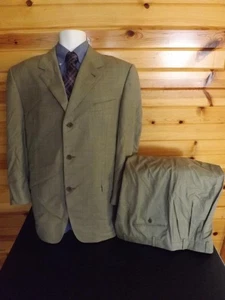 Canali Proposta Made in Italy 44R W36 L30 Brown Plaid Super 120's Wool Suit - Picture 1 of 12